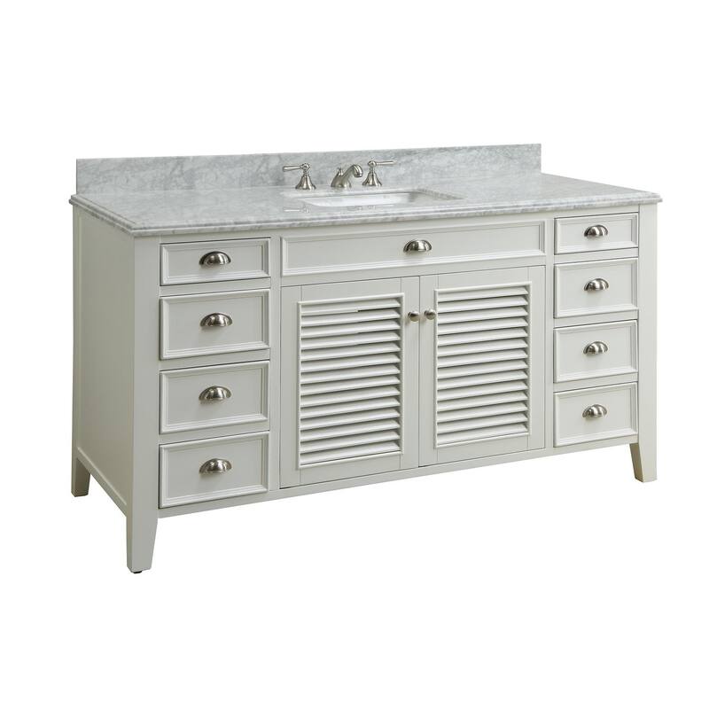 60" Benton Collection Kalani Shutter Blinds White Bathroom Sink Vanity - N/A