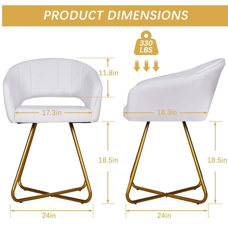 Velvet Modern Accent Chair Vanity Chair Set of 2, Comfy Makeup Chair with Back, Upholstered Dining Chairs Leisure Armchair