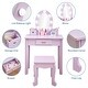 preview thumbnail 5 of 10, Kids Vanity Set with Mirror & Stool, Wooden Princess Makeup Dressing Table with Drawers for Girls Ages 4-9 - N/A