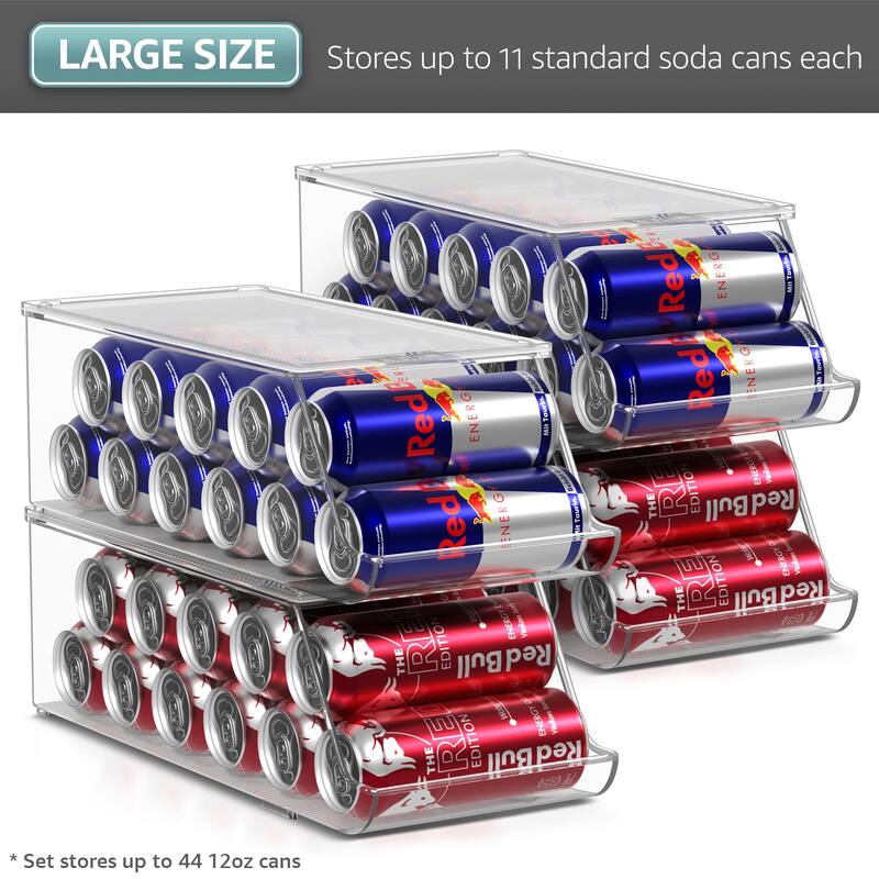 Skinny Soda Can Organizer for Refrigerator - Slim Can Holder Drink Dispenser for Fridge - Soda Can Organizer