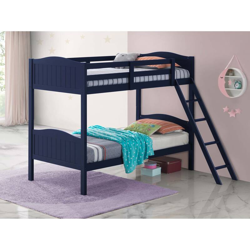 Arlo Transitional Wood Frame Bunk Bed with Ladder