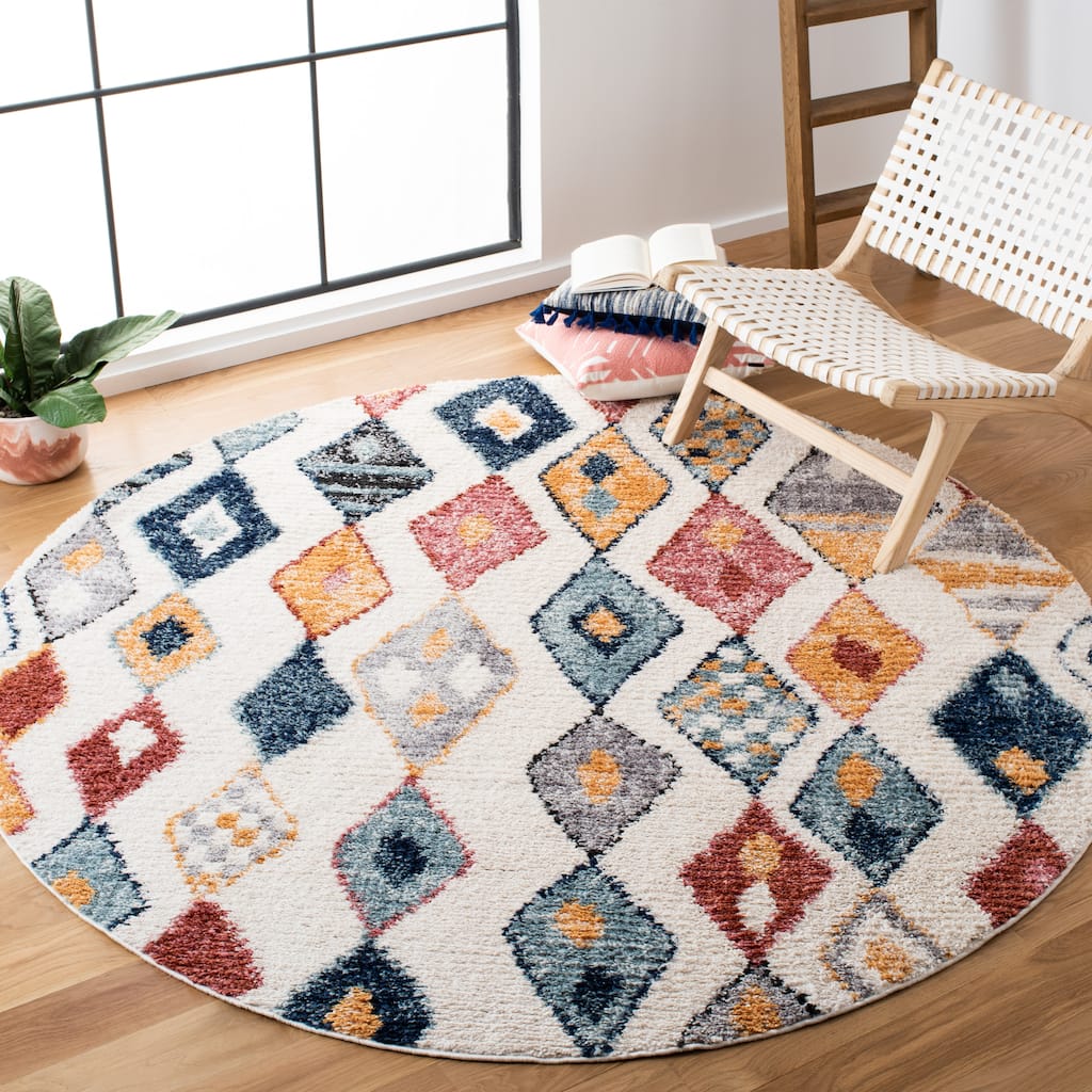 SAFAVIEH Morocco Bohemian & Eclectic Vlasta Tribal Cream/Multi Polyester Rug