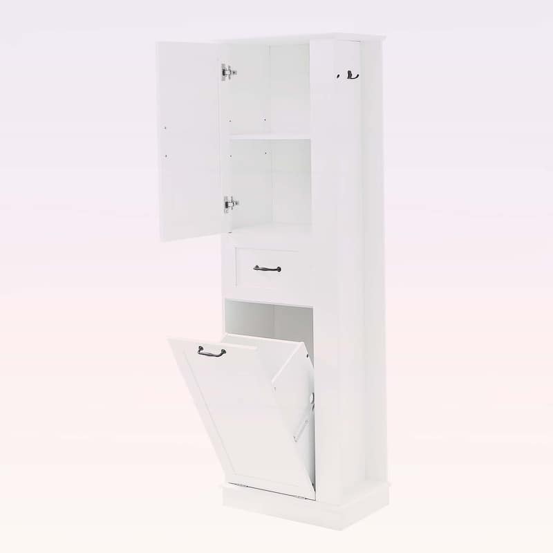 Tall Storage Cabinet with Tilt-Out Compartment,Adjustable Shelves,for Bathroom