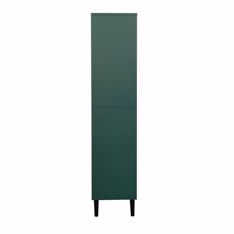 Tall Kitchen Pantry Cabinet with 2 Glass Display Doors & 2 Solid Doors
