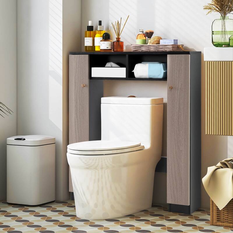 Costway Over The Toilet Storage Cabinet Double Door Bathroom Toilet - See Details