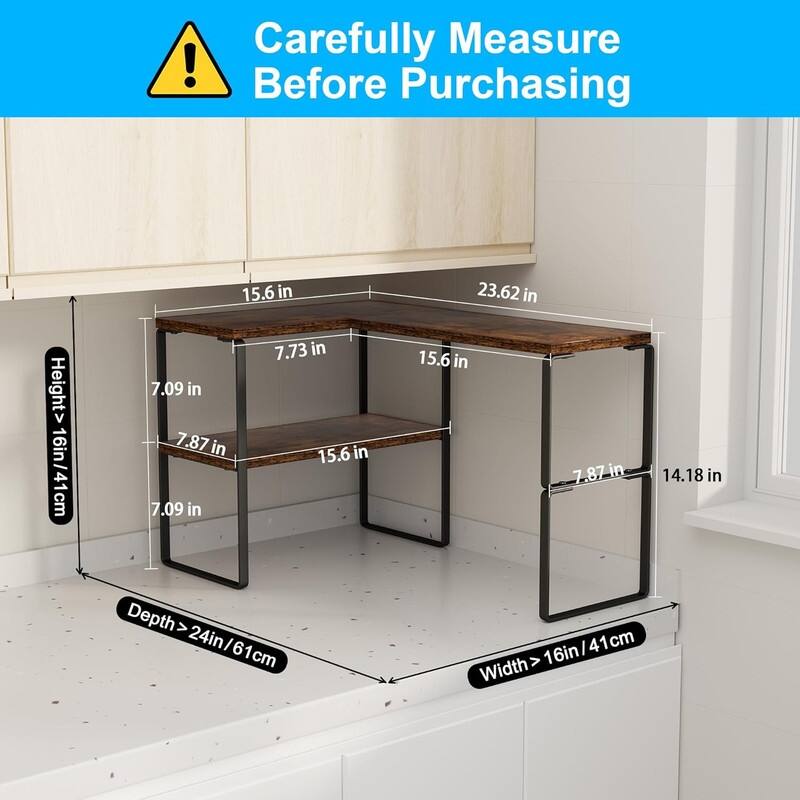 Countertop Organizer Corner Shelf, 2 Tier Adjustable