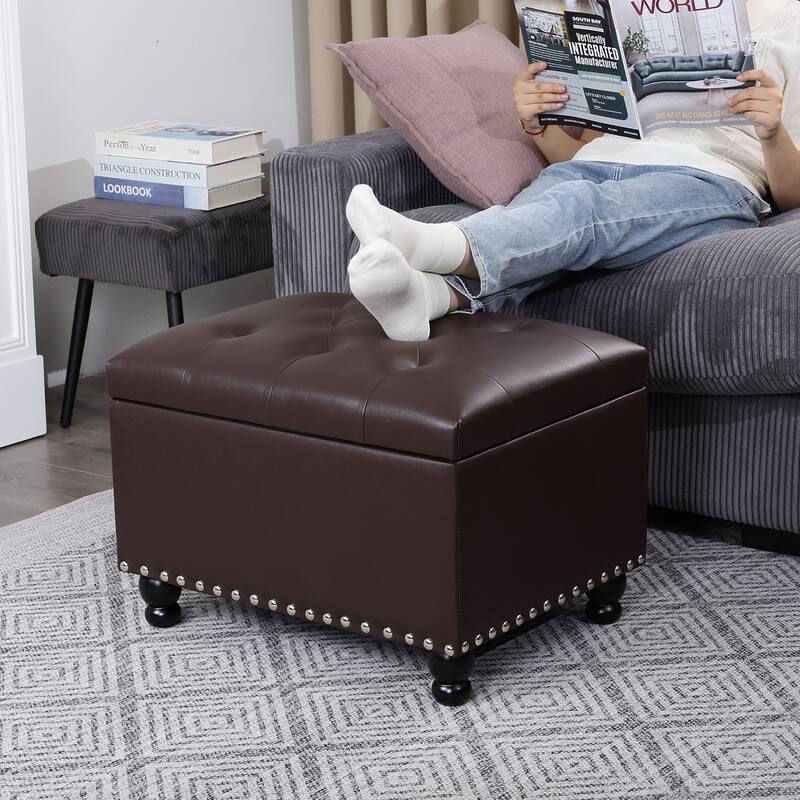 Adeco High End Classy Tufted Storage Ottoman Bench Footstool