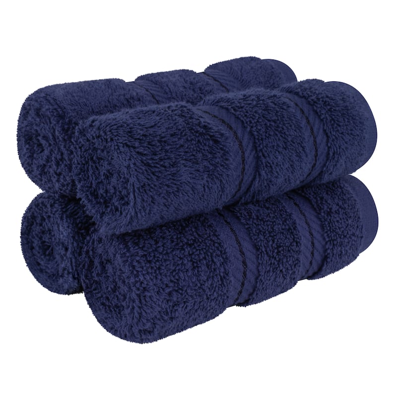 American Soft Linen Premium 100% Cotton 4-Piece Washcloth Set - Navy Blue