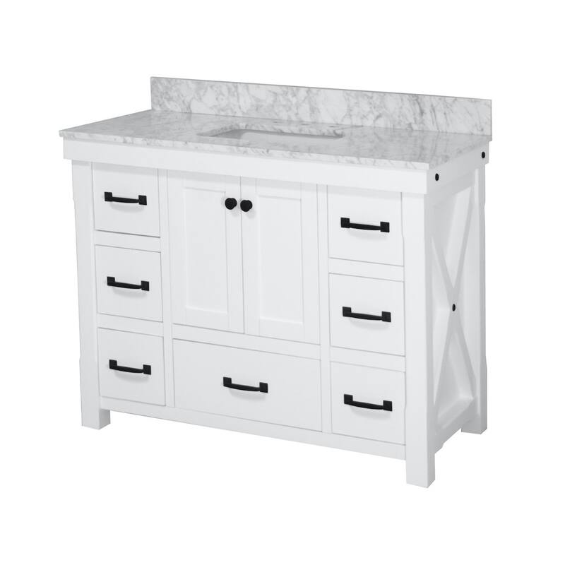 KitchenBathCollection Tuscany 48" Bathroom Vanity with Carrara Marble Top