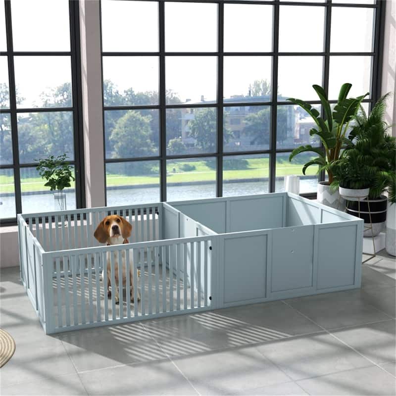 Durable Pinewood Dog House with Removable Panels - 81" L x 39.25" W x 19.75" H