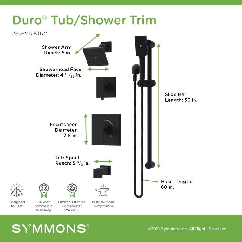 Symmons 369615TRM Duro HydroMersion Pressure Balanced Tub and Shower