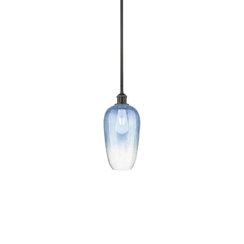 Innovations Lighting 616-1S-15-7 Brookhaven Flute Pendant Brookhaven - Matte Black / Sapphire Blue