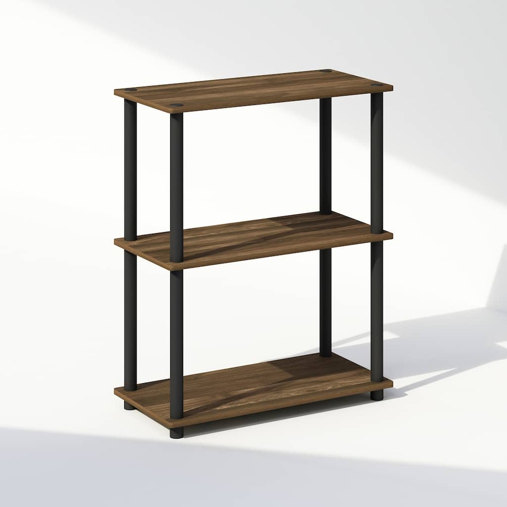 23.6 in. Tall Black Wood 3-Shelf Bookcase