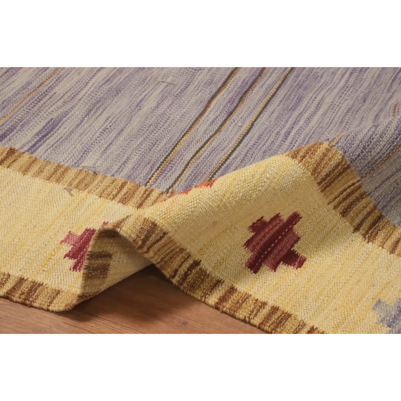 Hand Woven Oriental 100% Wool Carpet Southwestern Tribal Multi-Colored Kilim Area Rug - 8' 2'' X 5' 6''