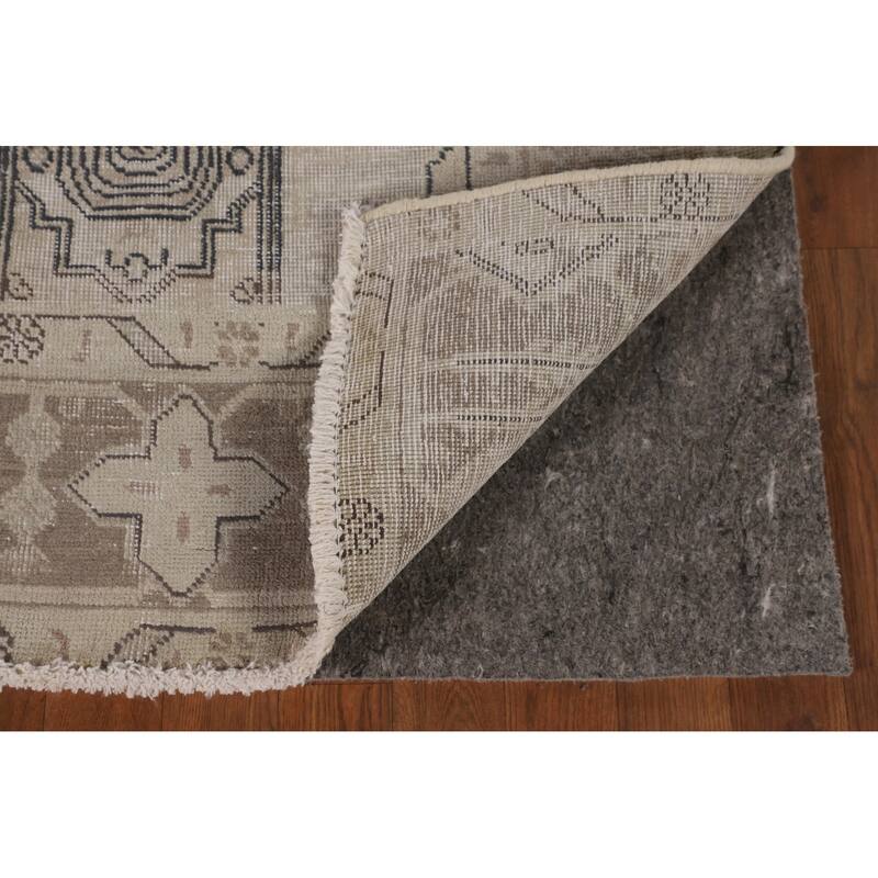 Distressed Orange Tabriz Persian Vintage Rug Hand-Knotted Wool Carpet - 6'8"x 9'7"