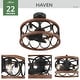preview thumbnail 5 of 11, Hunter Haven 22" Fandelier Ceiling Fan w/ Light, Remote - Modern, Industrial, Farmhouse - Small Spaces