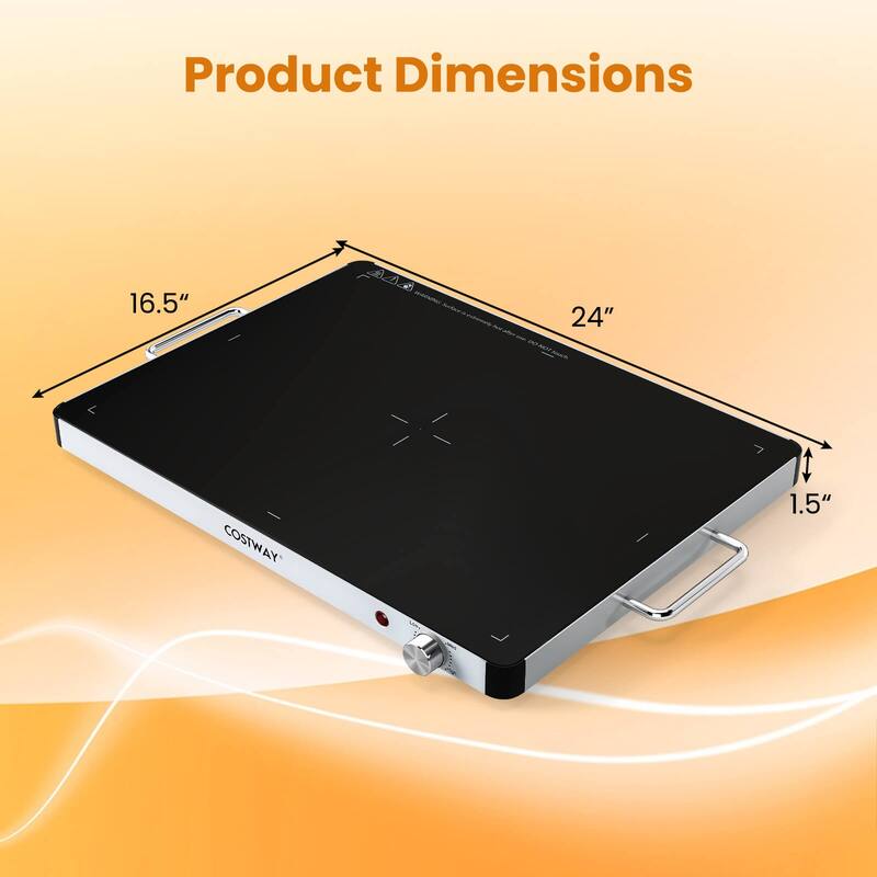 Costway 1/2/3/4PCS 16" x 12" Electric Warming Tray Tempered Glass Food