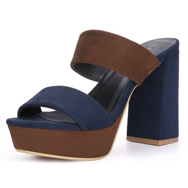 color block chunky heel sandals