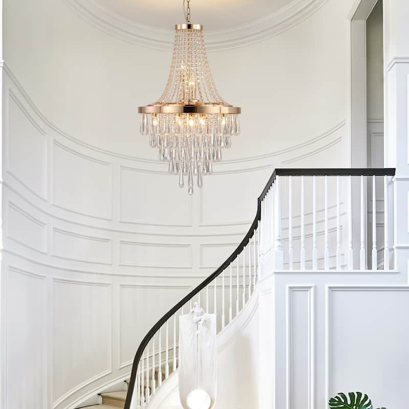 Gold Crystal Chandeliers,Large Contemporary Luxury Ceiling Lighting for Living Room Dining Room Hallway (Bulbs Not Included)