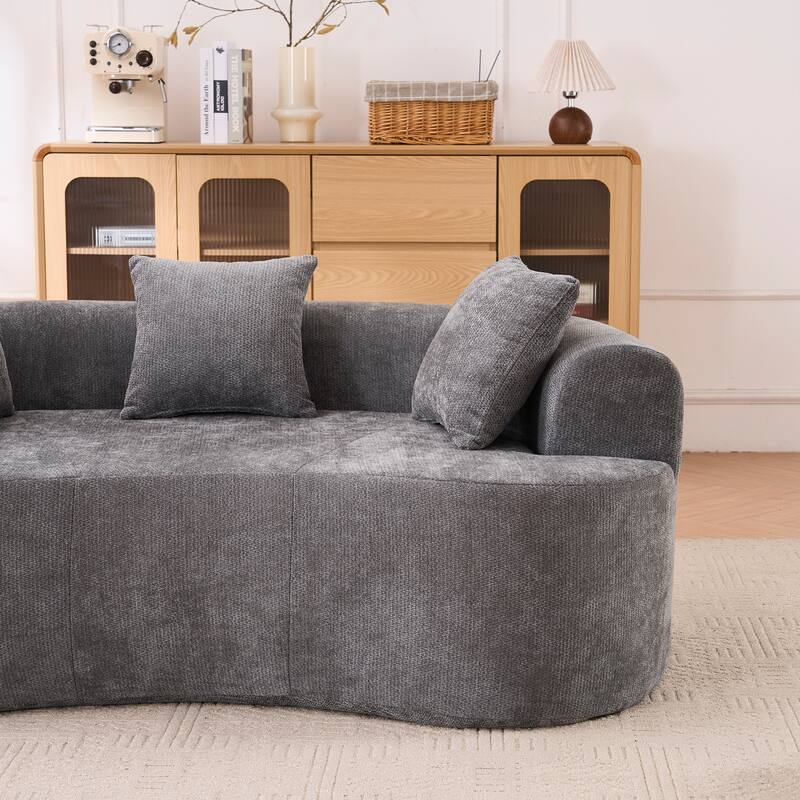 GDFStudio - Modern Crescent-Shaped Chenille 79" 3-Seater Sofa
