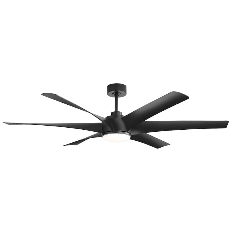 65-inch Black 6-Blade LED Ceiling Fan with Light and Remote