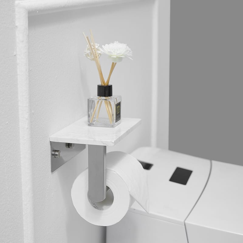 Toilet Paper Holder with Marble Shelf