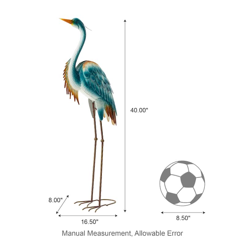 Glitzhome Metal Standing Crane Flamingo Garden Statue with Stakes Yard Art Sculpture Porch Decor