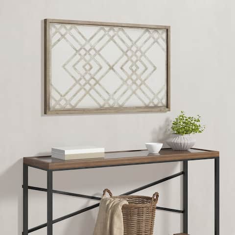 Madison Park Exton Natural/ White Geo Carved Wood Panel Wall Decor