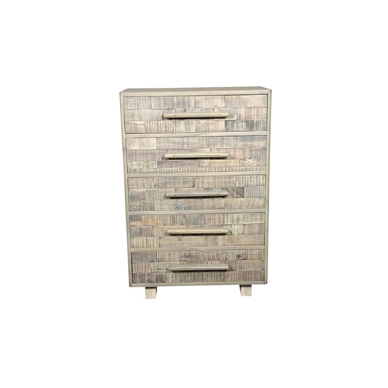 Solid Wood Bedroom Chest with 5 Drawers - Grey