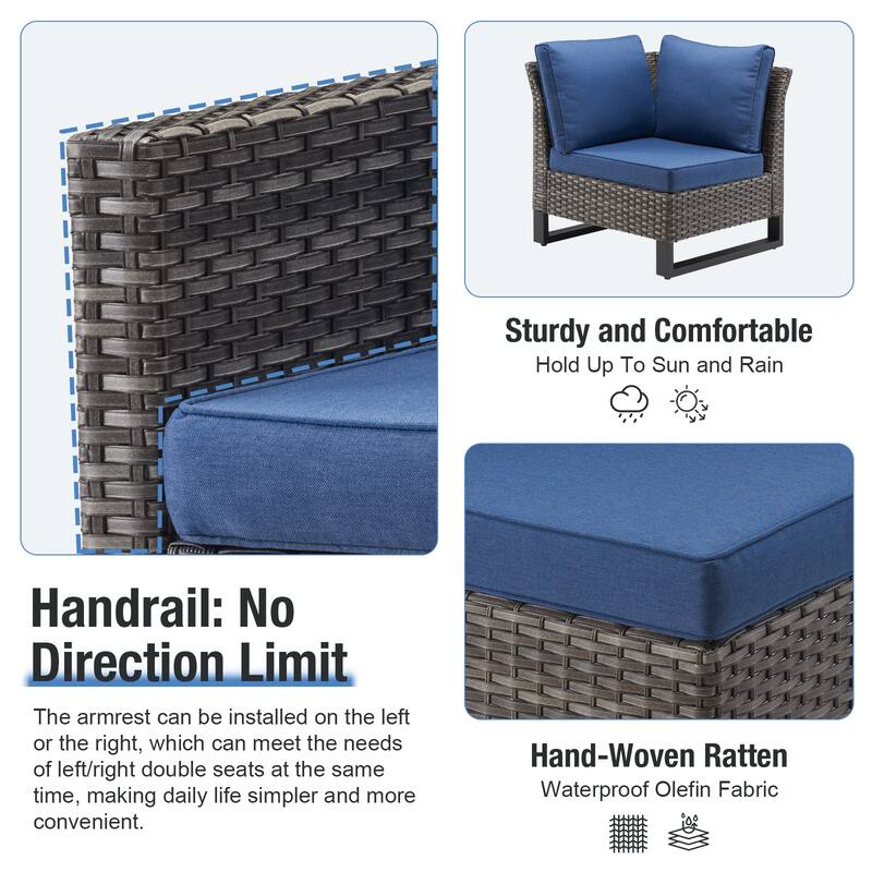 Gymojoy 5-Piece Outdoor Wicker Furniture Set, L-Shaped Sectional Sofa Set