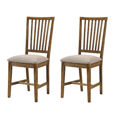 San Simeon Tan and Weathered Oak Slat Back Side Chairs (Set of 2)