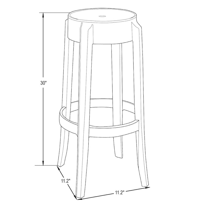 LeisureMod 30 in. High Backless Acrylic Counter Stool with Round Seat and Foot Rest - 30"