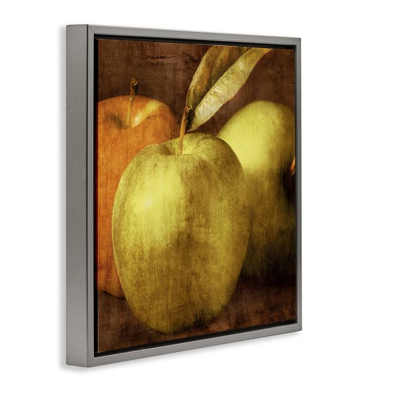 Stupell Vintage Apples Close Up Framed Floater Canvas Wall Art Design By Caroline Kelly