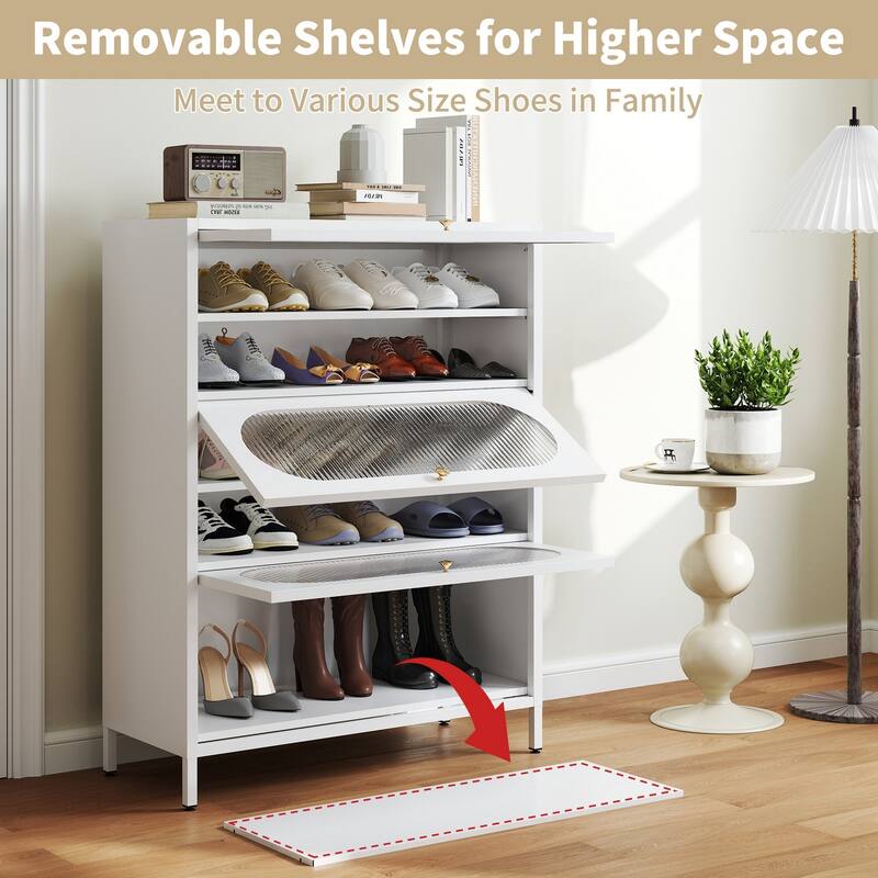 Entryway Shoe Storage Cabinet with 3/4 Flip Doors, Shoe Rack Organizer for Hallway