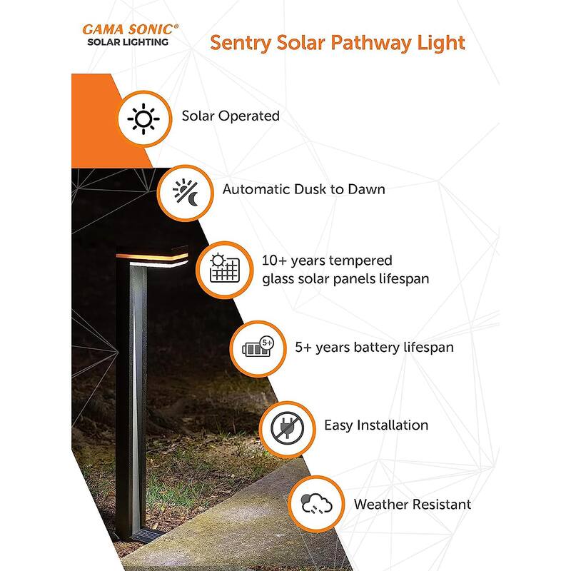 Sentry Modern 60 Lumens Solar LED Landscape Garden Pathway Light 2-Pk