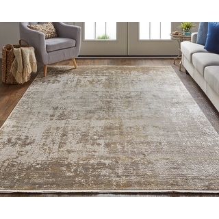 Lindstra Gradient Watercolor Rug, Taupe/Gold/Ivory, Area Rug - On Sale ...