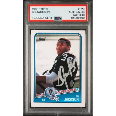 Bo Jackson 1988 Topps Signed Football Rookie Card #327 Auto Graded PSA 10 009660 - 8'6" x 11'6"