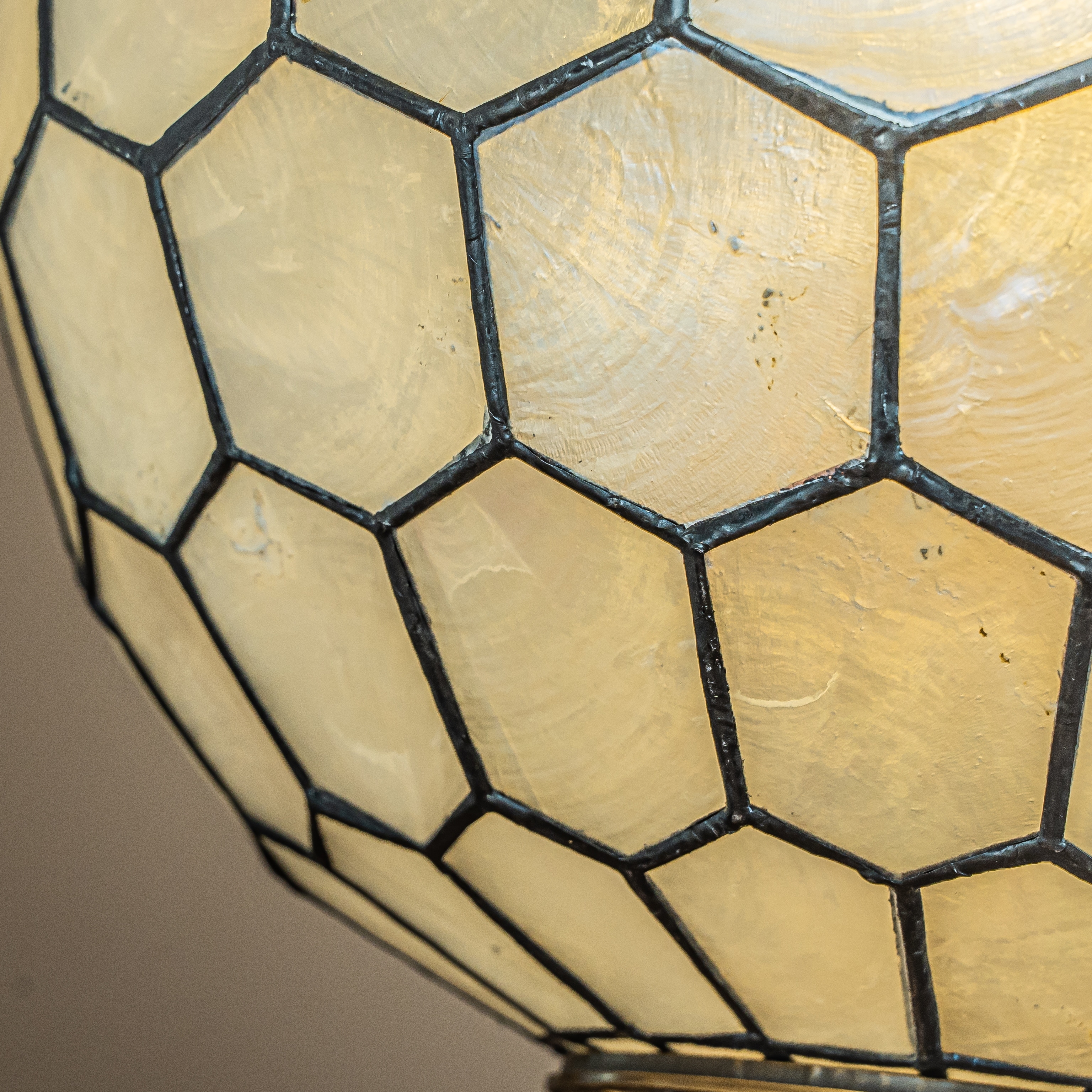 Vintage Capiz Shell Chandelier 12'' Antique Brass