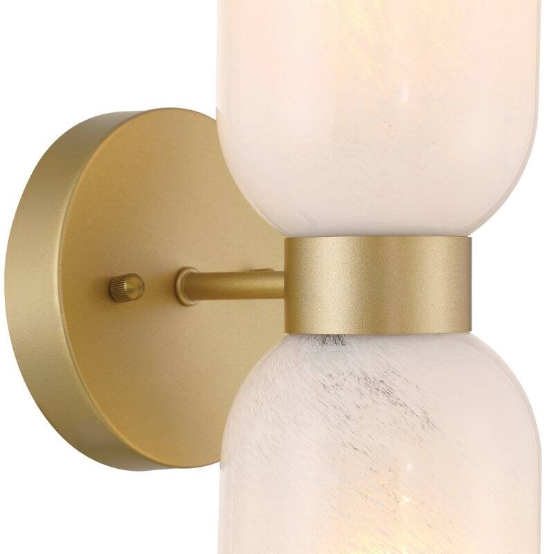 Shuman 2-light Mid-century Modern White Gold Wall Sconce with UL