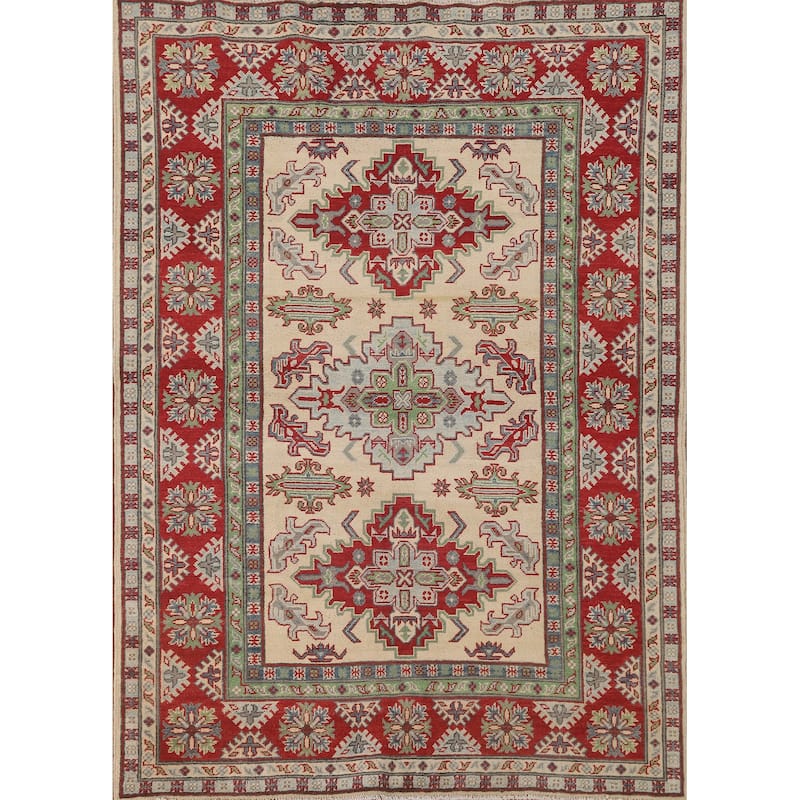 Kazak Area Rug Hand-Knotted Traditional Wool Carpet - 4'11" x 6'6"