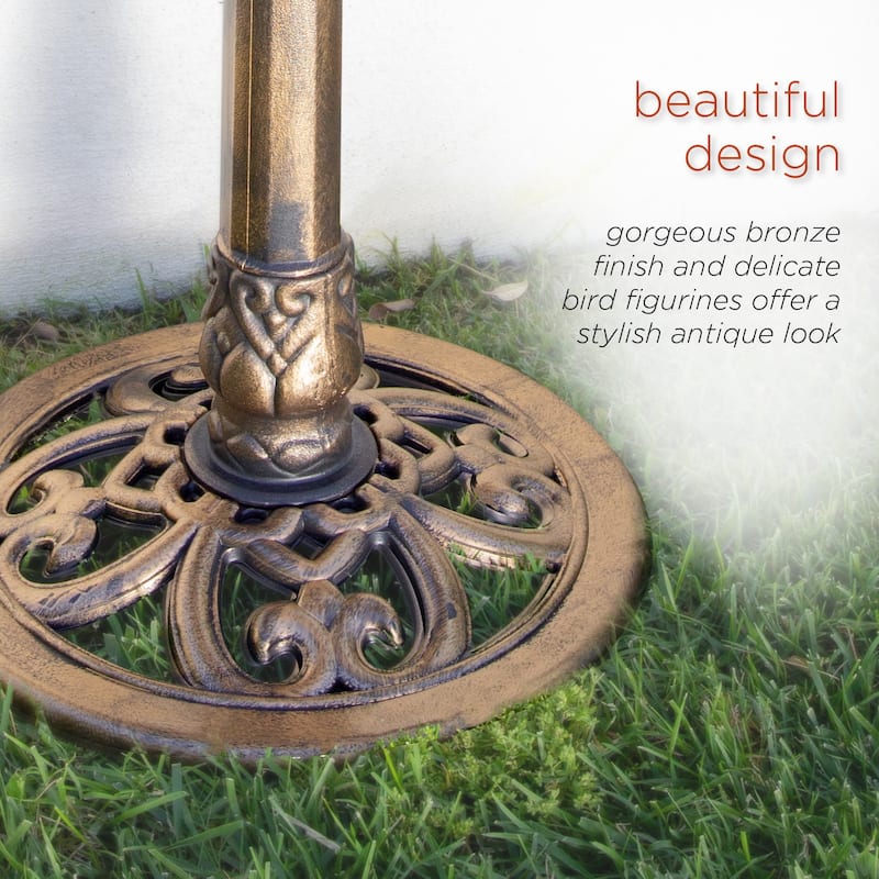 Alpine Corporation 31" Tall Outdoor Vintage Birdbath with Bird Figurines Yard Statue