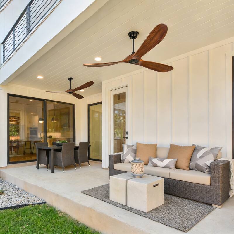 72"Large Size Solid Wood Ceiling Fan without Lights with Remote Control and Wall Switch, for Patio,Indoor,Living Room,Bedroom