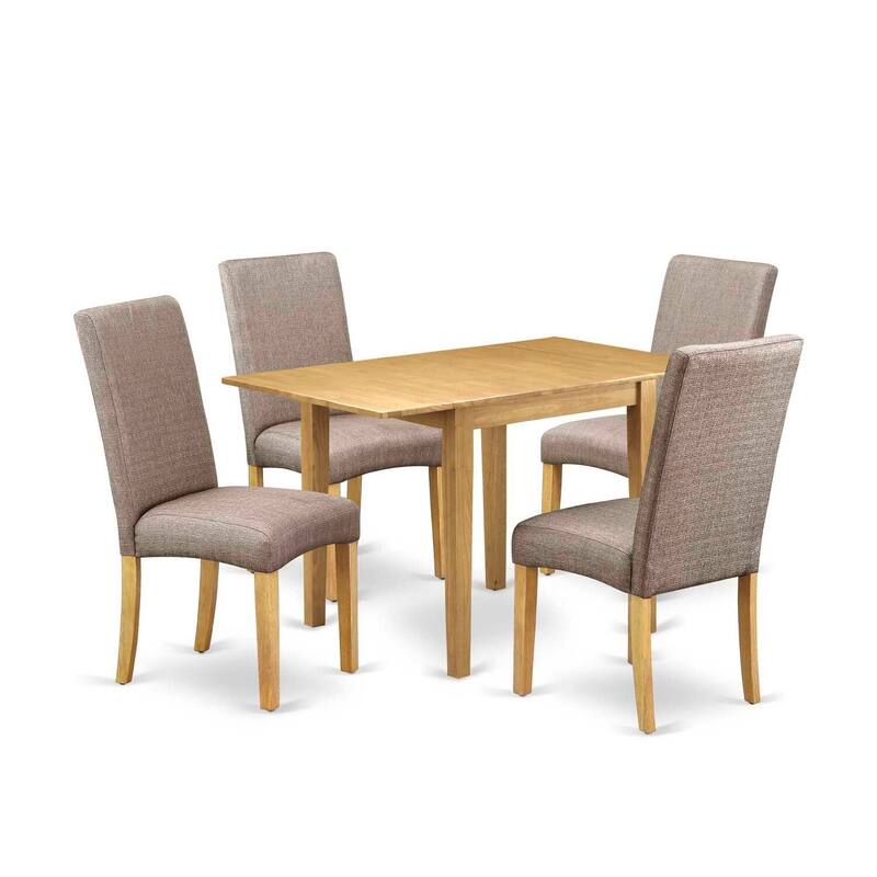 HomeStock 5-Pc Natural Oak Finish Solid Wood Top - Dining Room Set - Seats 4