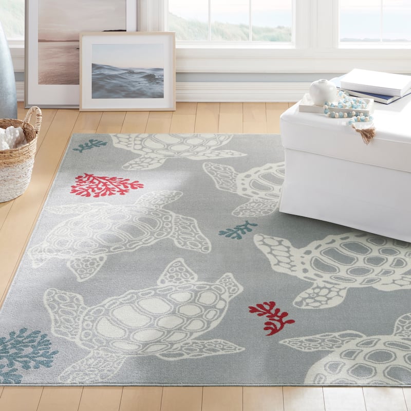Home Dynamix Marine Sea Turtle Coastal Animal Indoor/Outdoor Area Rug