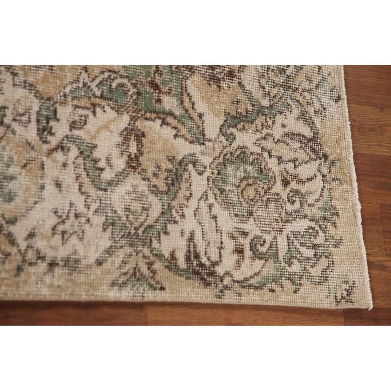 Distressed Sparta Oriental Vintage Area Rug Hand-Knotted Wool Carpet - 5'2" x 9'5"