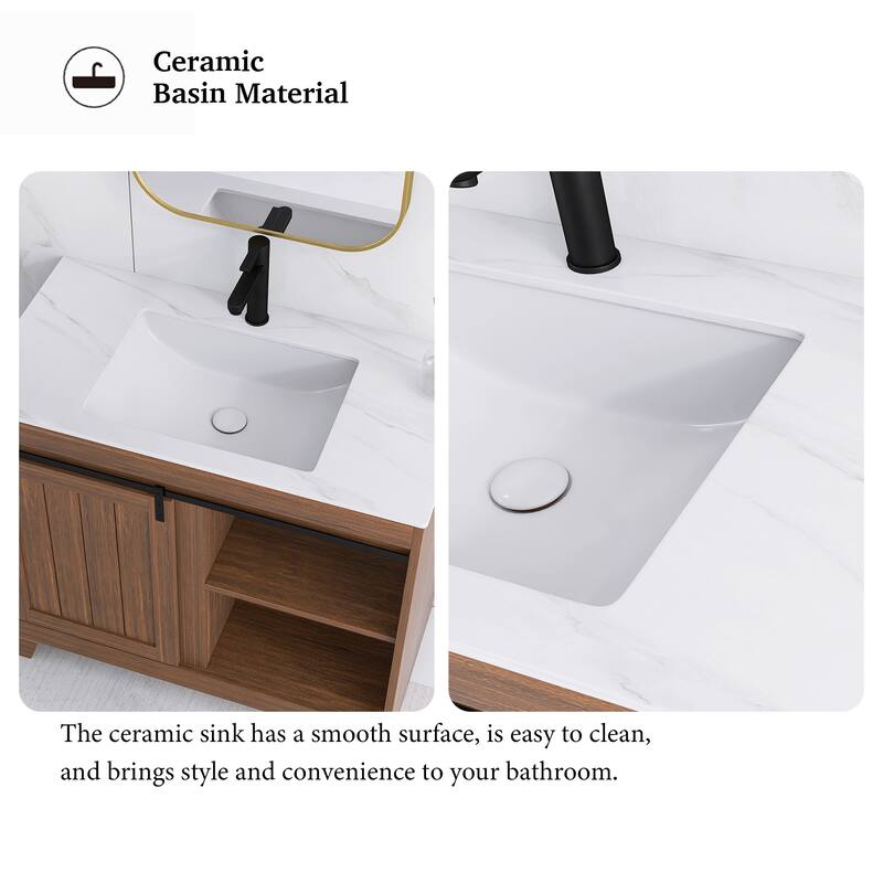 36" Freestanding Bathroom Vanity with Ceramic Sink - 35.83'' x 18.9'' x 33.46''