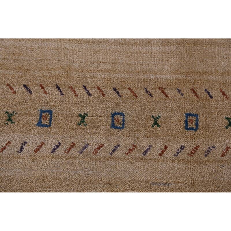 Hand Knotted Oriental 100% Wool Carpet Tribal Animal Pictorial Yellow & Gold Gabbeh Area Rug - 8' 9'' X 6' 2''