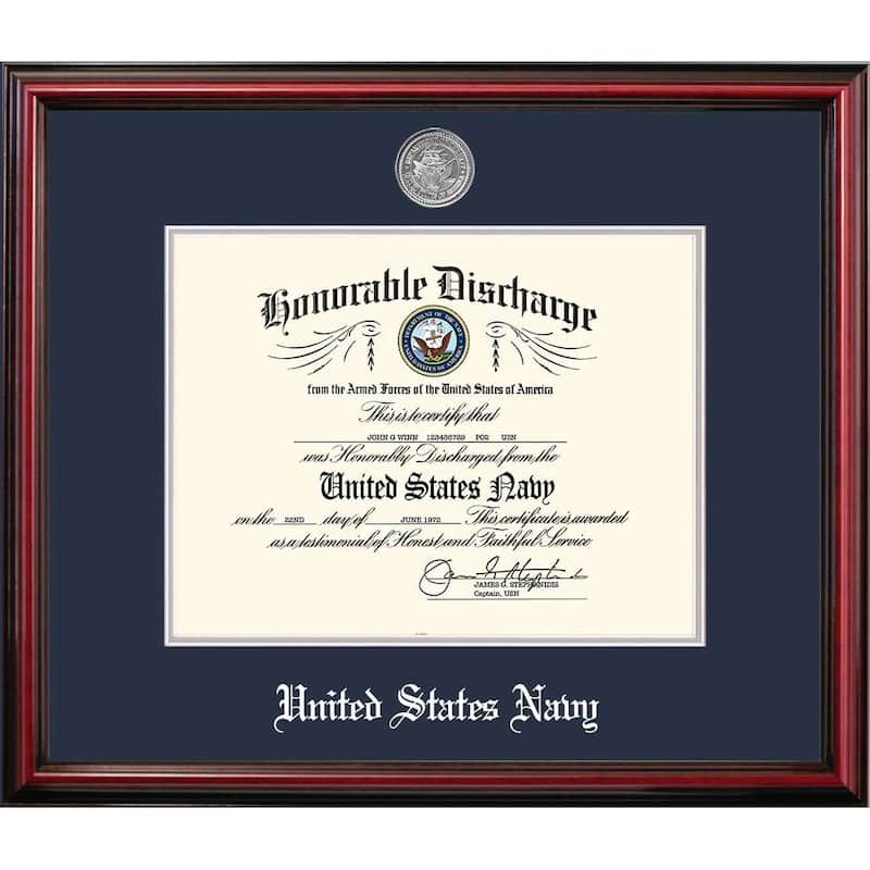 Patriot Frames Navy 8.5x11 Discharge Petite Frame with Silver Medallion