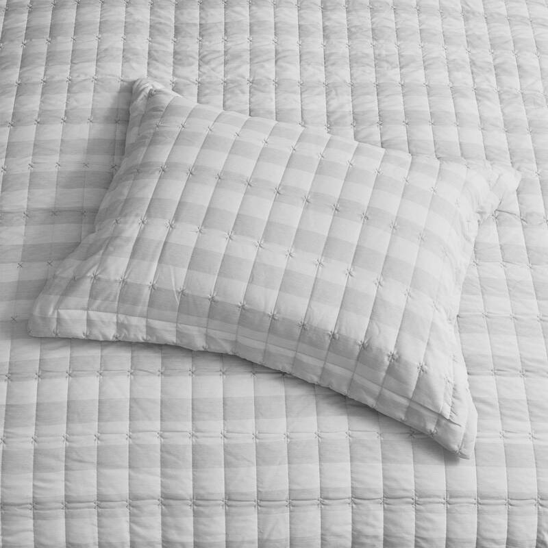 Sweet Home Collection 3 Piece Embroidered Checkered Quilt and Pillow Sham Set