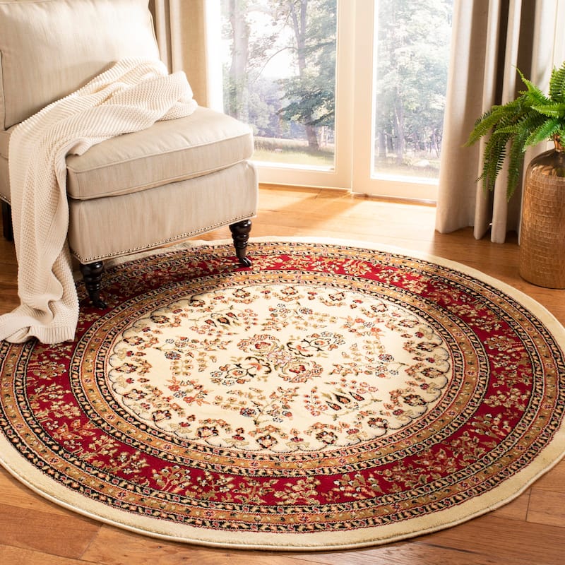SAFAVIEH Lyndhurst Kuralay Traditional Oriental Rug - 5'3" Round - Ivory/Red - Round